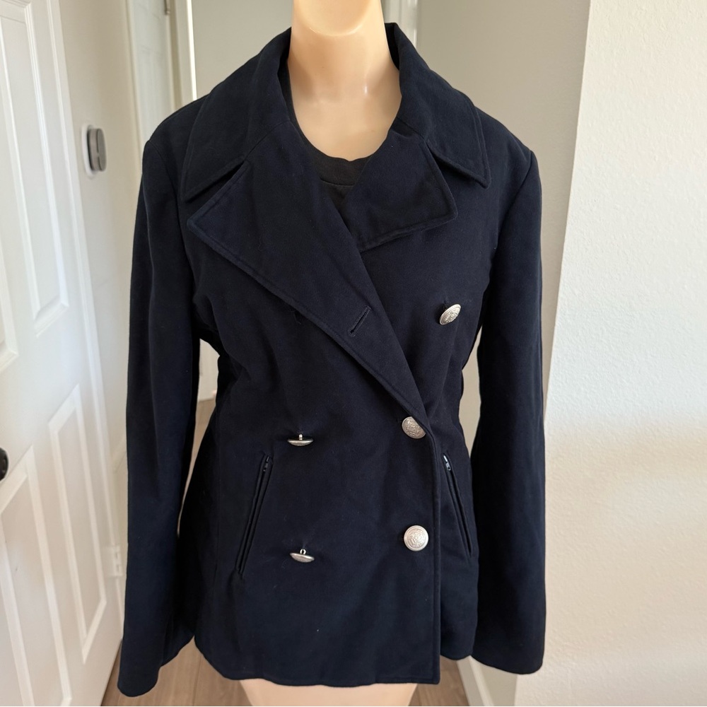 Philosophy Di Alberta Ferretti Navy Blue Double-Breasted Coat Jacket Size 8